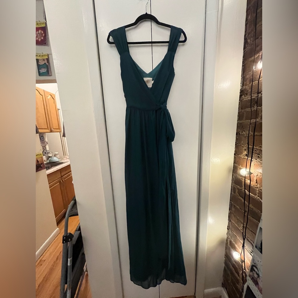 Revelry jade green Emma wrap chiffon dress NWT